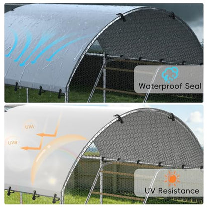 23.2x9.8 FT Extra Large Metal Chicken Coop, Walk-in Poultry Run Pen | Waterproof Cover, Reinforced Metal Structure, Walk-in Chicken Run, Outdoor Poultry Cage for Ducks Hens Rabbits - size: 236.0"L x 118.0"W x 78.0"H