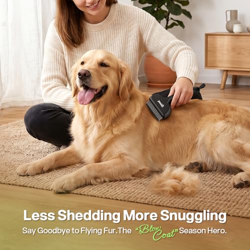 Self-Cleaning Deshedding Dog Cat Brush, Thick Double Coat Undercoat Rake - color: Black