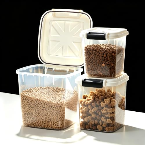LivLab Mker 20 lb Stackable Pet Food Storage Containers, 3 Pack - color: 20LBS-3Pack-White-2