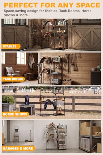 Saddle Rack with Storage, Heavy Duty Stand for Western & English Saddles