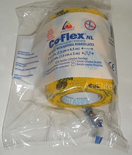 Coflex ANDOVER CO-FLEX NL Kids Pack 4-Pack 3" x 5Yds Cohesive Flexible Elastic Latex Free Bandage Compression Self Adherent Wrap Neon Purple Yellow Blue For Children Animals Pets Cats Dogs Horses