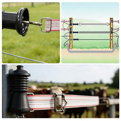 20 Pcs Electric Fence Poly Tape End Splicer 1.3 Inches Fencing Polytape Connectors Polytape Buckle Poly Tape Splicer Electric Fence Connectors for Gate Handle Connection(Silver)