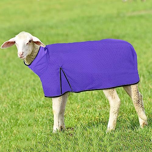 Silkfly 2 Pcs Sheep Blanket Mesh Medium Goat Adjustable Strap, Blue, Purple - color: Blue, Purple