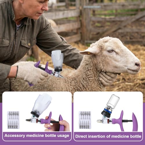 5ml Continuous Self-Refilling Livestock Syringe, 10 Needles Included - color: Purple