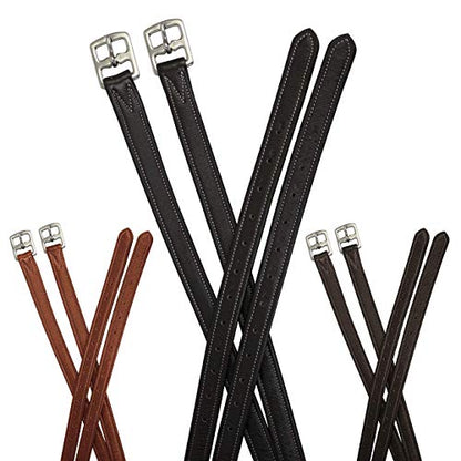 Soft Leather Stirrup Leathers with Stainless Steel Hardware, These 1" Wide Leathers Come with a One-Year Warranty.-Pair - color: Black, size: 60" (Extra Long)