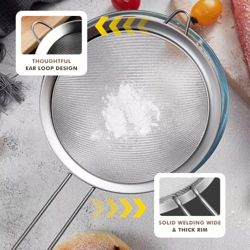 NileHome 7.8-Inch Diameter Stainless Steel Mesh Strainers,Silver - color: 7.8"-Silver