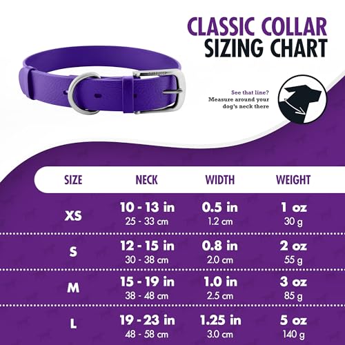 Tuff Pupper Heavy Duty Waterproof Dog Collar for Small, Medium & Large Dogs - color: Royal Purple