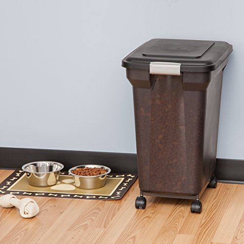 IRIS USA Dog Food Storage Container, Up to 40 lbs, Smoke, Made in USA - color: Smoke, size: 40 lbs