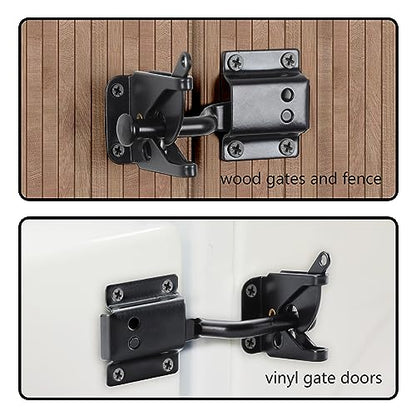 WellMade Self Locking Gate Latch Automatic Gravity Lever Door Lock for Wooden Fences, Heavy Duty Metal Gates, Vinyl Fence, Secure Pool, Garden Outdoor gate, Black with Screws
