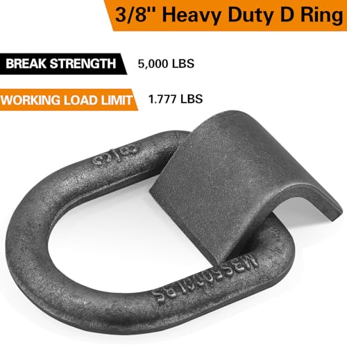 4 Pack Heavy Duty Weld On D-Ring for Trailer 3/8 Inch 3000 LBS. | Weld On D-Ring for Trailer 3/8 Inch Max Break Strength 3000 LBS,Stake Pocket D Rings Truck Tie Down Anchor - size: 3/8 inch