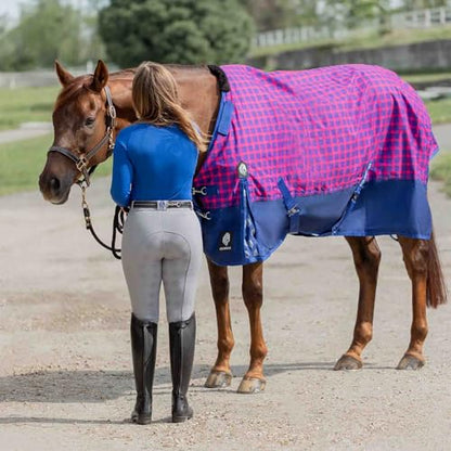 Equinavia Norse Fleece Lined Turnout Blanket - Galaxy Blue/Pink Flambe - 75 in - color: Galaxy Blue/Pink Flambe, size: 75 in