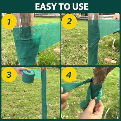 120ft Tree Wrap to Protect Bark, Tree Wrap for Damaged Bark, Tree Trunk Wrap to Keep Plants Warm and Tree Trunk Protectors from Deer and Animal, Durable and Effective, Green - color: 120ft-green