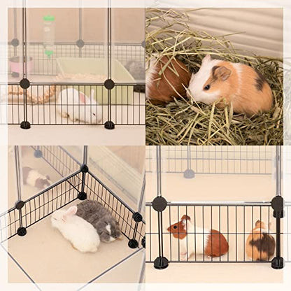 DINMO 28 Panels Bunny Playpen, Iron Net Bottom, 61.4" L x 25.4" W x 22.3" H - style: Plastic+Metal-28 panels-L