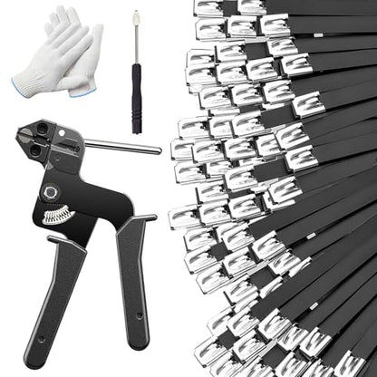 300PCS Cable Ties Kit, 11.8 Inch Heavy Duty Black Metal Zip Ties - color: Black, size: 300PCS 1.81x11.8 Inch