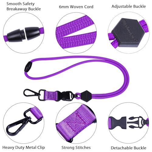 Wisdompro 23 inch Round Cord Lanyard with Safety Breakaway Buckle - color: Purple