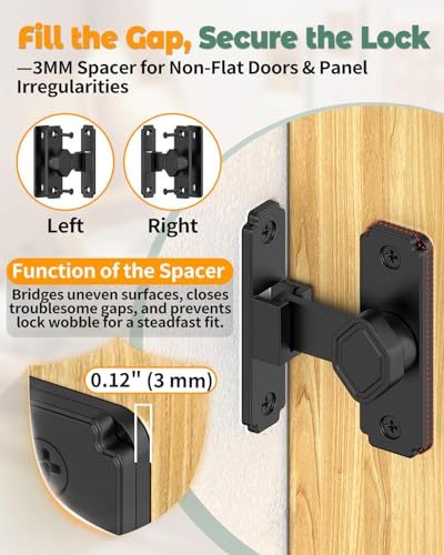 90 Degree Barn Door Lock, Sliding Door Latch, Black, 1 Pack - color: Black-1PC