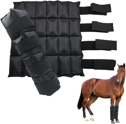 WORLD-BIO Horse Ice Boots, Cold Therapy Leg Wraps for Hocks/Ankles/Knees - Durable, Flexible, Universal Fit, Relieves Tendon Inflammation & Swelling, Post-Operative Recovery - Black - color: 16.9'' X 16.1'' 2 Packs - Black