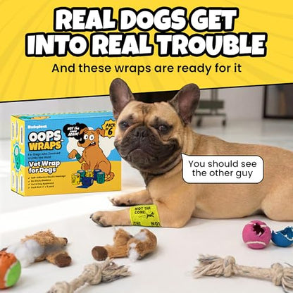 Funny Vet Wrap for Dogs, 2in Self-Adhesive Bandage Tape, 6 Pack Boys | Dog first aid kit supplies; Hot Spot & Wound Wrap; Breathable; Easy Tear; Individually Wrapped; Sticks to Itself, Not Fur - color: King of Chaos (6 Count)