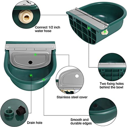 Automatic Water Dispenser for Dogs, Plastic Automatic Dog Water Dispenser | Lightweight Green Plastic Build, Quick Hose Connector, Dual Float Valves, Easy Setup for Continuous Fresh Water Access