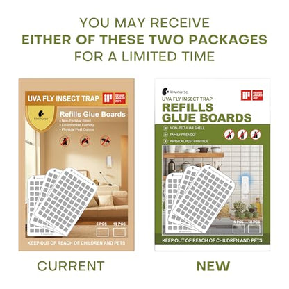 UVA Fly Insect Trap Refills Glue Cards for UVLA1001 Indoor, Catch Gnats, House & Fruit Flies - 5Pack, Single Sided Sticky