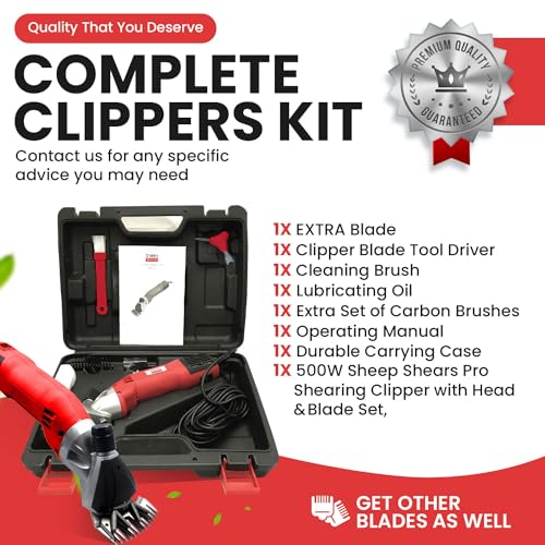 Sheep Shears Pro Electric Sheep Shearing Clipper, 110V, 500W with 2 Blades