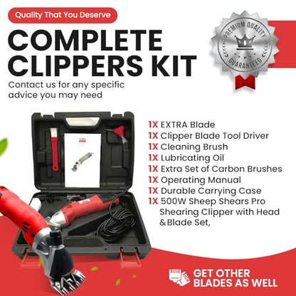 Sheep Shears Pro Electric Sheep Shearing Clipper, 110V, 500W with 2 Blades