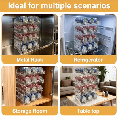 Cat Food Can Organizer 4-Tier Hold 72 Cans 3.5oz Transparent Cat Can Rack - size: 4 Layers