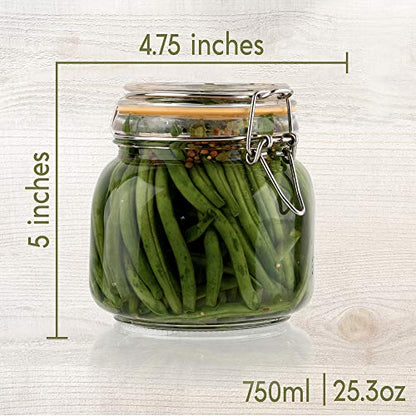Glass Jar with Airtight Lid 24 oz | Food Storage Jar, Wide Mouth, Leak Proof Kitchen Canister - size: 24 oz