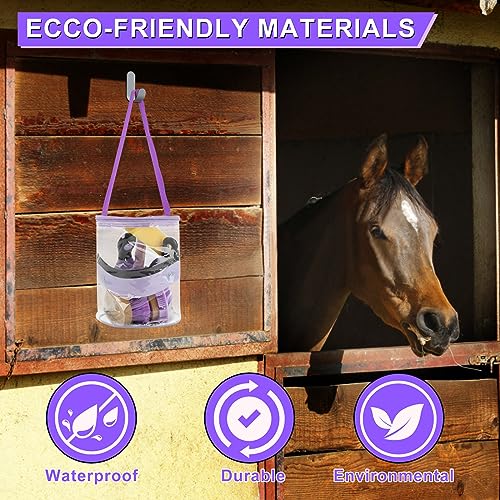 Horse Grooming Kit, 9-Piece Horse Brush Set with Tote Bag, Purple - color: Purple