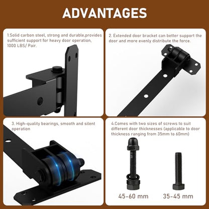 Heavy Duty Gate Hinges 1000 Lbs, 13” Bolt-On/Weld-On 180° Open Gate Hinges - size: 4 Pack