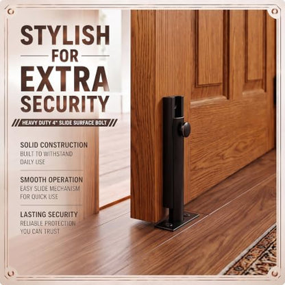 Lothee 4" 4 Pcs Brass Surface Bolt Door Latch, Rubbed Bronze - color: Rubbed Bronze, size: 4 Inch