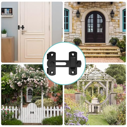 4 Pcs 180 Degree Flip Sliding Barn Door Lock Black Latch Bolt - size: 4INCH-4PCS