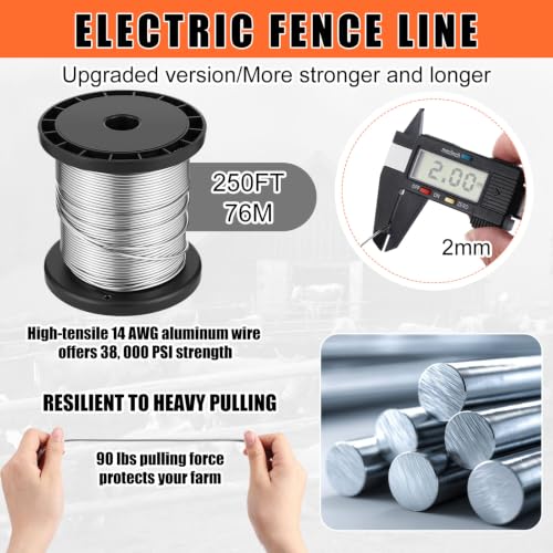 Relaxweex 9 Miles Solar Electric Fence Charger, Output 0.18j Electric 24-Hour Uninterrupted Protection Solar Fence Charger Can Work for 14 Days Without Sunlight