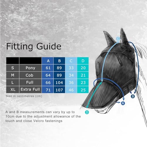 Harrison Howard CareMaster Horse Fly Mask Half Face with Ears Silver/Blue Retro M - color: Silver/Blue Retro, size: Cob (Medium)