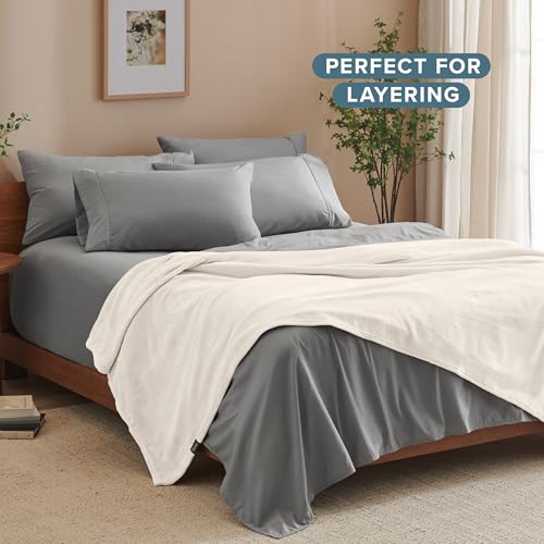 Bare Home Fleece Blanket Luxury Microplush (Full/Queen, Vanilla) - color: 19 - Vanilla, size: Full/Queen