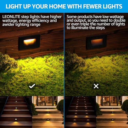 LEONLITE 6-Pack 5CCT 120V LED Step Lights, Horizontal, Black - color: Black, size: 4.72 Inch