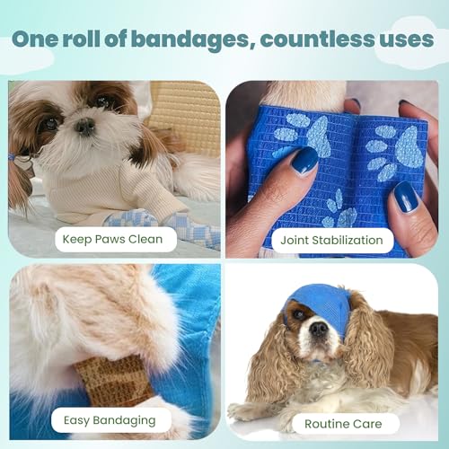 MEDUWEDU Pet Bandage 6 Rolls, Adhesive Bandage, Self Adhesive Bandage, First Aid Adhesive Gauze, for Horses, Dogs,Cats, Birds, Animals (Checkered, 2 Inch (Pack of 6)) - color: Checkered