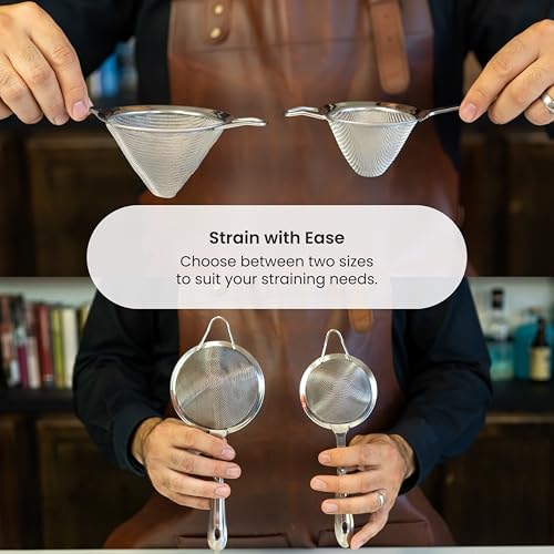 A Bar Above Fine Mesh Cocktail Strainer, 304 Conical Sieve, Silver Finish - color: Stainless Steel, size: Regular