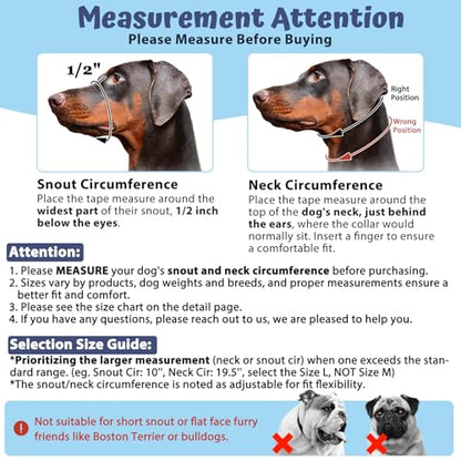 BARKLESS Dog Head Collar, Soft No Pull Head Halter with Safety Link - size: M (Snout 8¼”-10”)