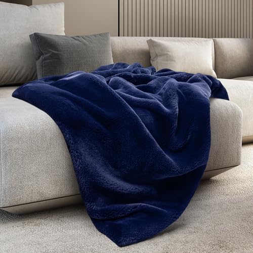 Mon Chateau 60" x 70" Hearthside Faux Fur Throw Blanket, Midnight Tide | Cozy Layer Comfort For Couch, Bed Or Chair. Lightweight Polyester Fabric With Easy Machine Wash Care - color: Midnight Tide
