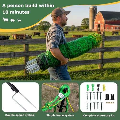 Electric Fence Netting, Electric Netting Fence 47.2"H x 164'L 2-Spike Posts - size: 47.2in H*164ft L