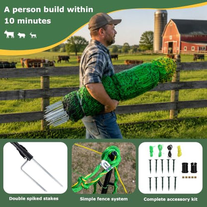 Electric Fence Netting, Electric Netting Fence 47.2"H x 164'L 2-Spike Posts - size: 47.2in H*164ft L