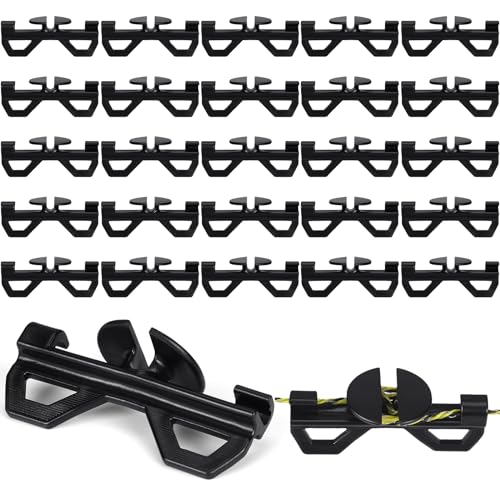 CroBlissful 24 Pcs Electric Fence Wire Tensioner, Poly Wire Tightener, Plastic Cord Tensioners for Inline Fixing, Portable, Black