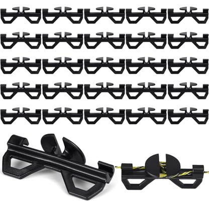 CroBlissful 24 Pcs Electric Fence Wire Tensioner, Poly Wire Tightener, Plastic Cord Tensioners for Inline Fixing, Portable, Black