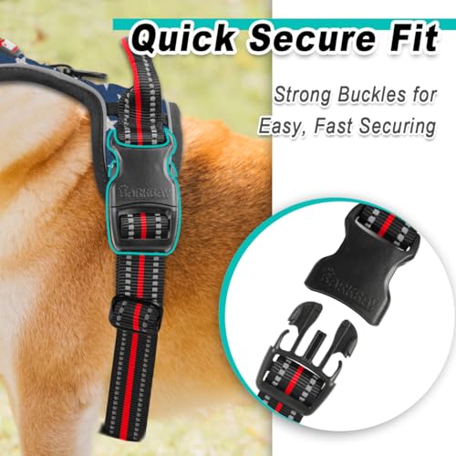 BARKBAY Dog Harness for Small Sized Dog No Pull Mesh 2 Clips Dog Vest - color: Blue Star-Mesh, size: X-Small