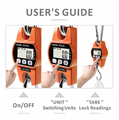 GRAM PRES Digital Hanging Scale 660 Lb 300 Kg - color: Orange