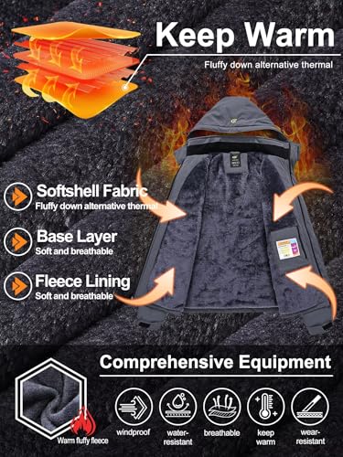 QPNGRP Mens Waterproof Ski Snowboard Jacket Winter Windproof Snow Coat - color: Cation Darkgray, size: 4X-Large