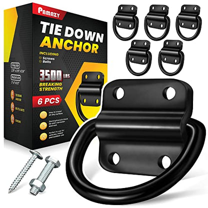 PAMAZY 6PCS 3500lbs Heavy-Duty Steel D-Rings Tie-Down Anchors Ultra-Durable - style: 6PCS