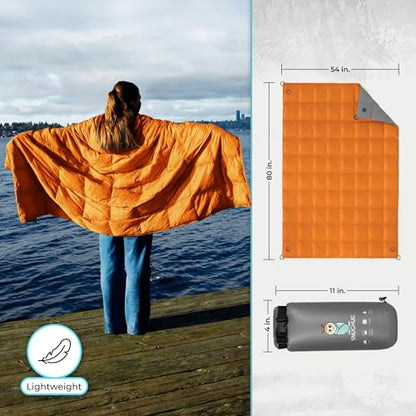 Puffy Blanket for Cold Weather - Down Camping Blanket with Sustainable Insulation, Lightweight & Warm Outdoor Camping Quilt, Water-Resistant, Compact & Packable - color: Sundrift