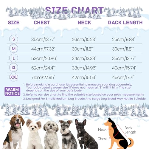 BRKURLEG Purple Dog Coat with Harness, Dog Winter Jacket, Dogs Onesie Body Warm Jackets, Small Dogs Winter Coats Reflective Windproof Warm Cold Weather Coats, Pet Waterproof Jackets, S - color: Purple, size: Small